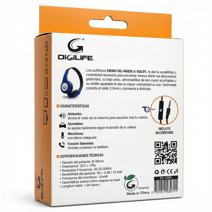 Audífono Cableados Digilife DGL-450026 3.5mm Azul 5