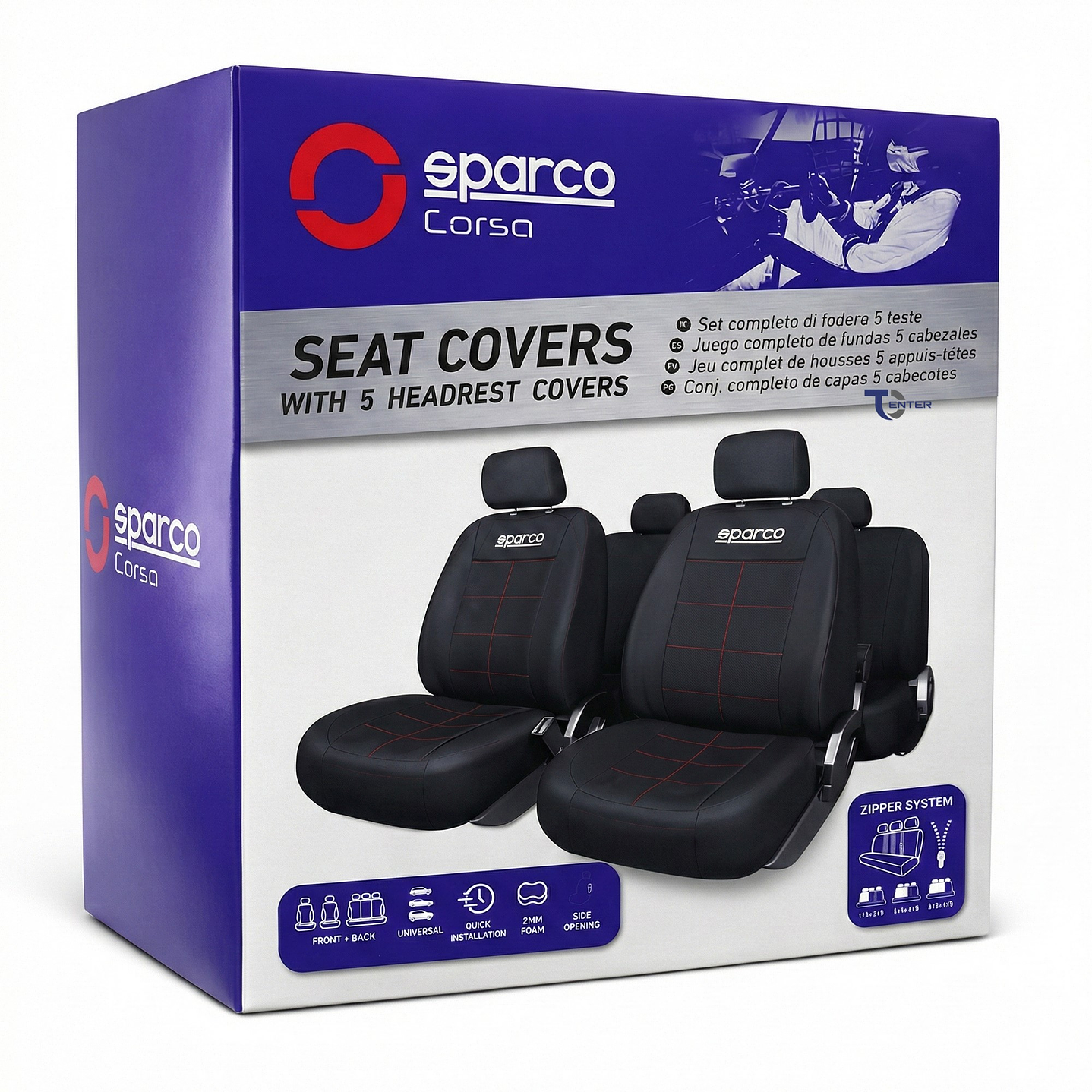 Fundas Cubre Asiento Sparco PVC Negro SPS405PVCRD 3