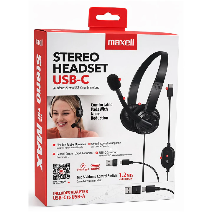Audífonos Maxell USB-C/USB Con Micrófono HS-HMIC 5