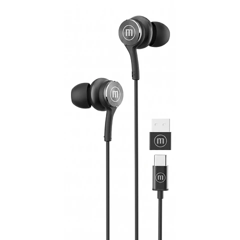 Audífonos Maxell XC1 Tipo C Con Adaptador Usb Negro