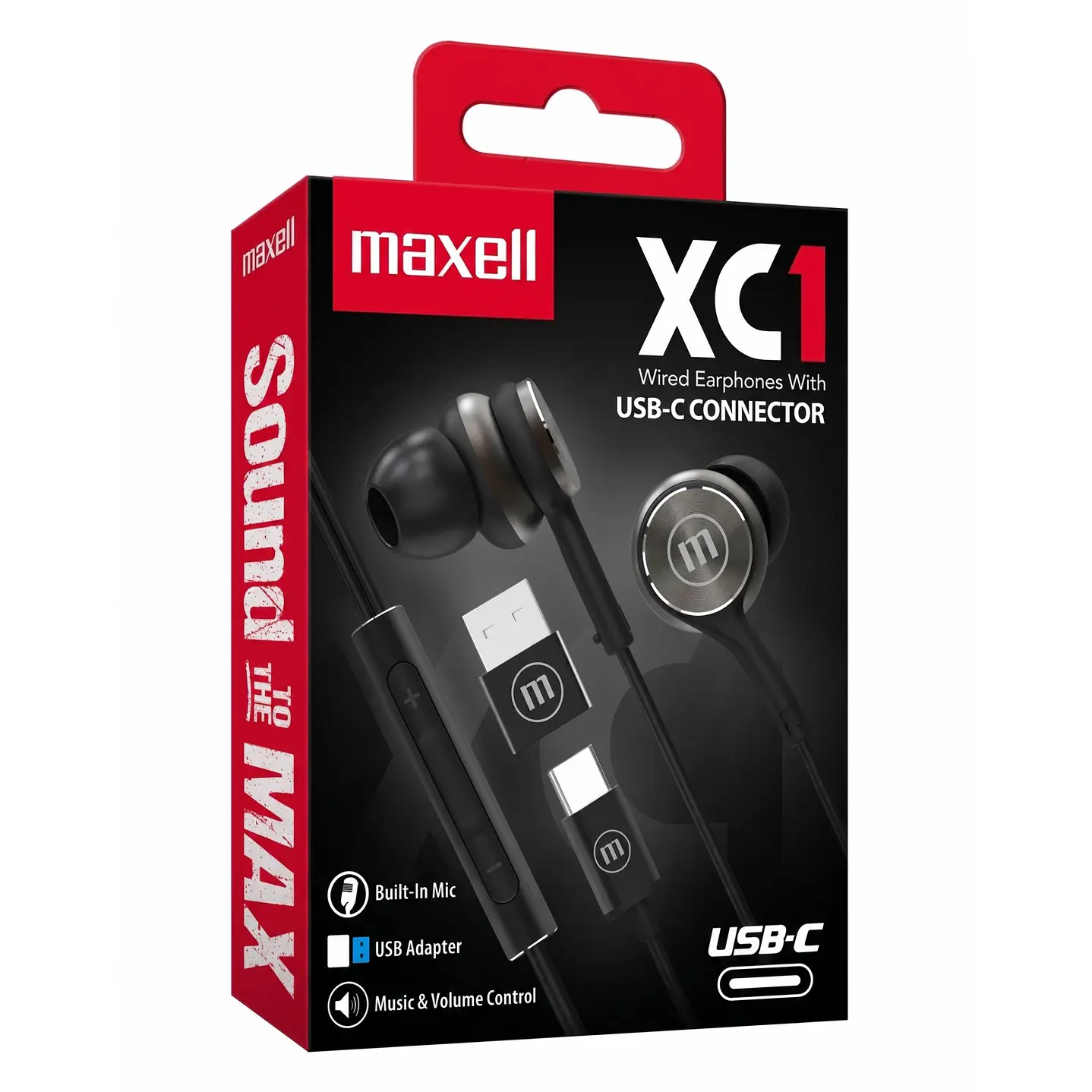 Audífonos Maxell XC1 Tipo C Con Adaptador Usb Negro 3