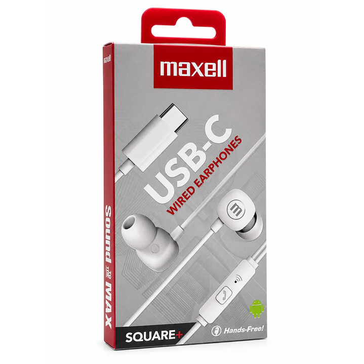 Audífonos Maxell Tipo C Square Blanco 2