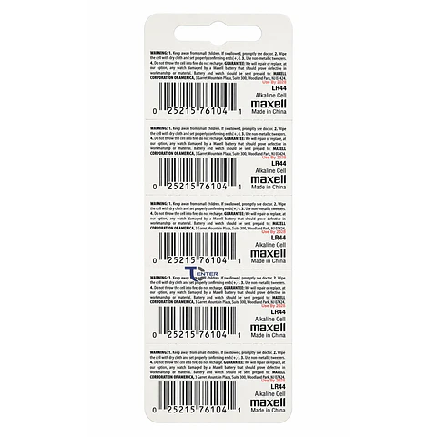 Pack 10 Pilas LR44 AG13 A76 Maxell Holograma