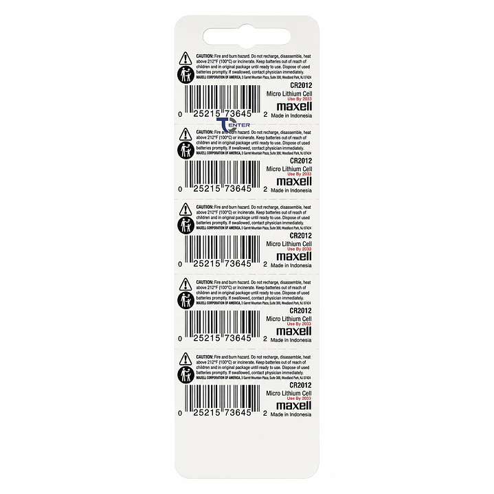 Pack 5 Pilas CR2012 3v Maxell Tipo Botón Holograma 2