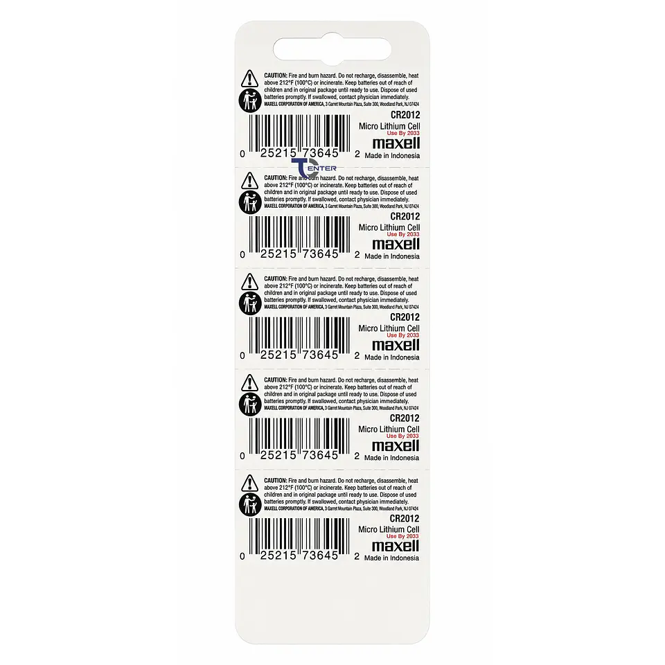 Pack 5 Pilas CR2012 3v Maxell Tipo Botón Holograma 2