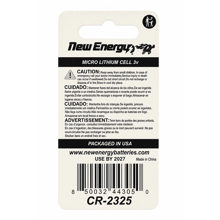 Pila Unitaria CR2325 New Energy 3v Litio 2