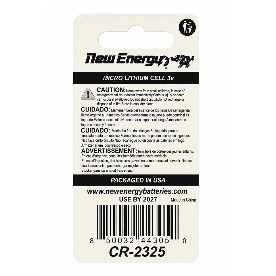 Pila Unitaria CR2325 New Energy 3v Litio 2