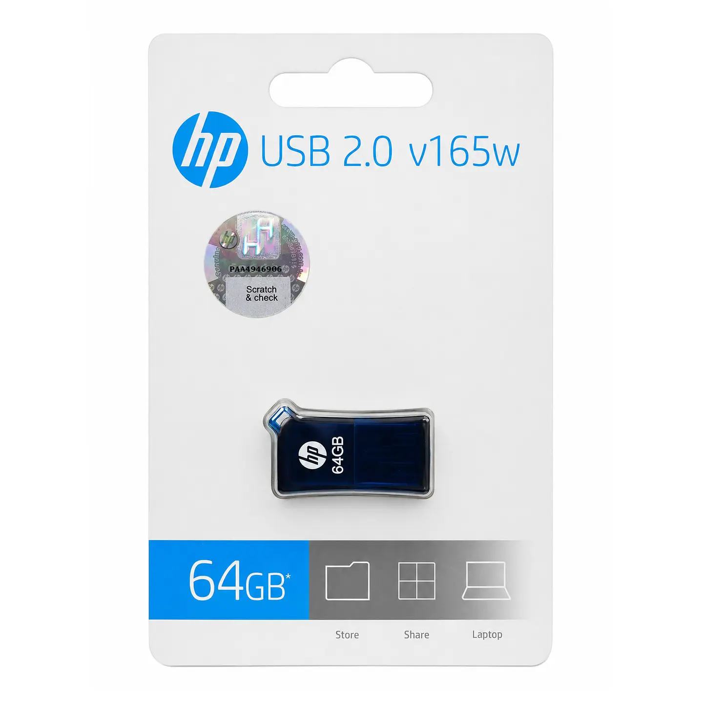Pendrive USB 2.0 Hp v165w Mini Con Tapa Azul 2
