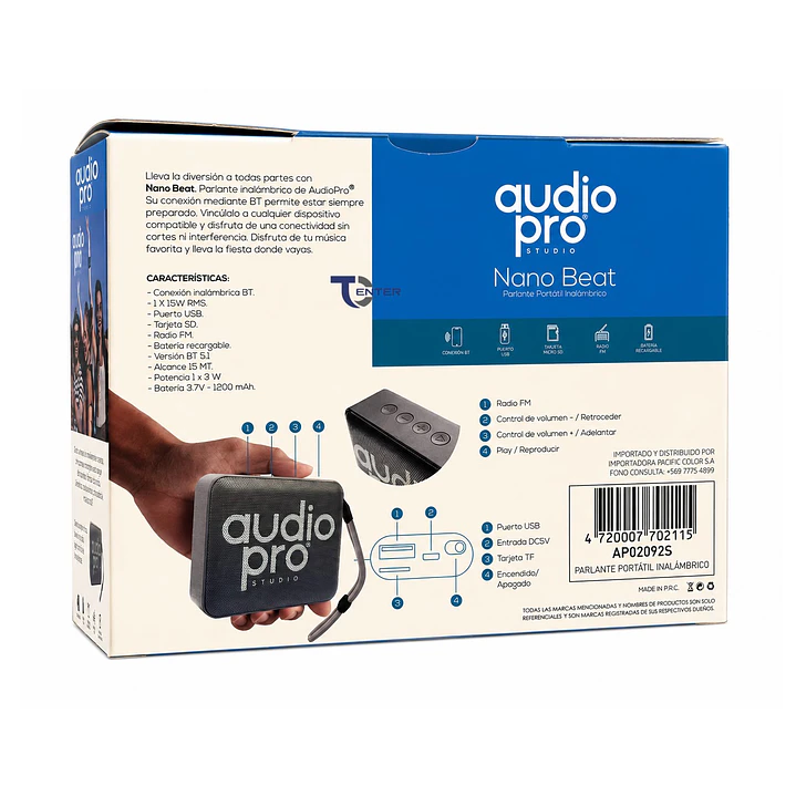 Parlante BT Audiopro 10w Inalámbrico AP02082S Gris 5