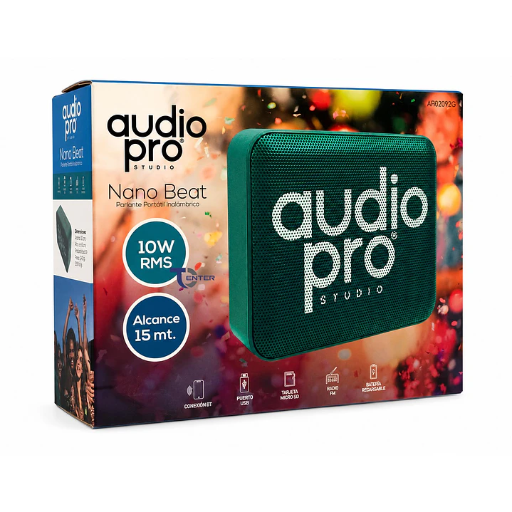 Parlante BT Audiopro 10w Inalámbrico AP02082G Verde 4