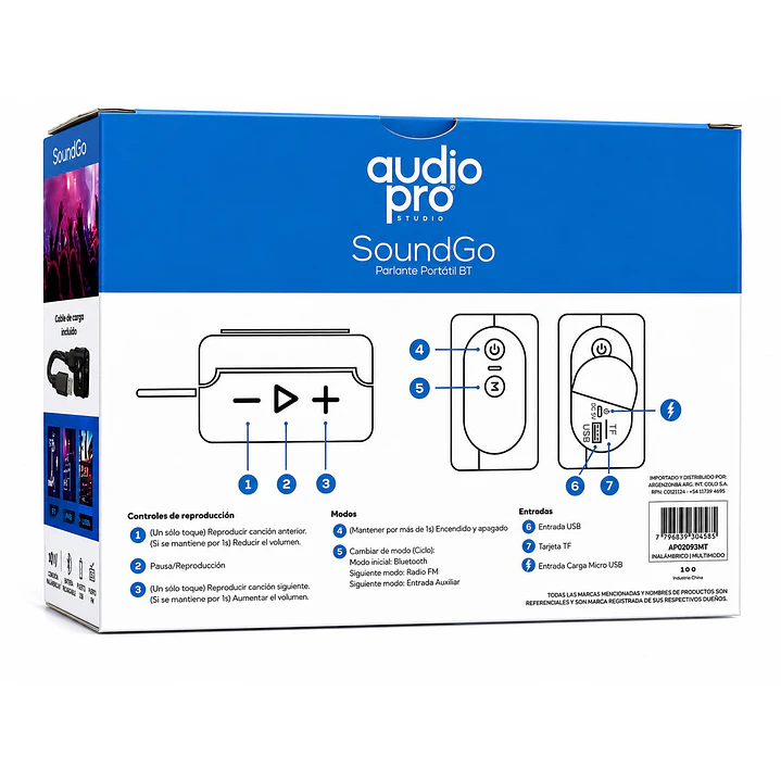 Parlante BT Audiopro 10w Inalámbrico AP02093MT Militar 6