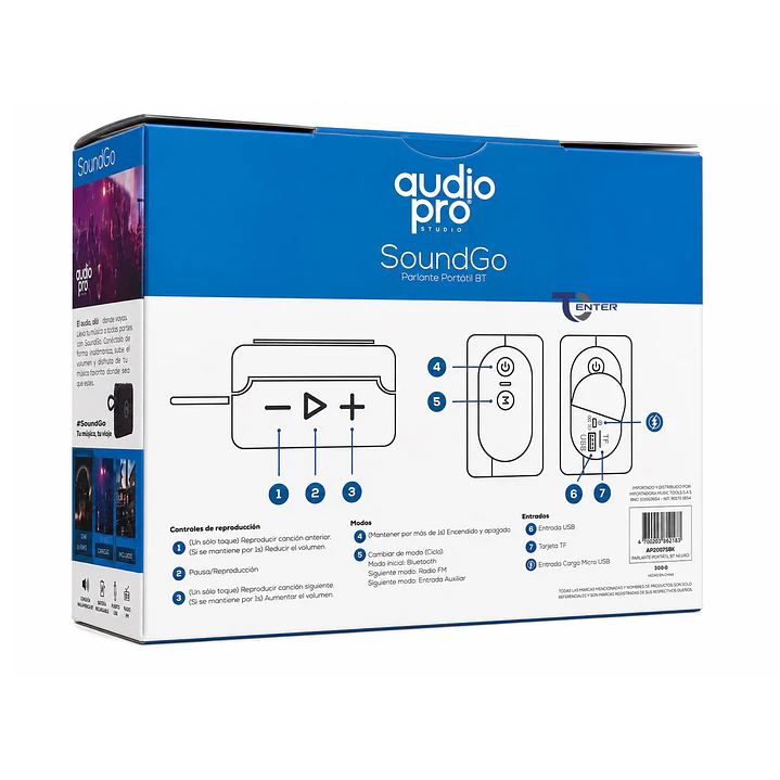 Parlante BT Audiopro 10w Inalámbrico AP02093BK Negro 6