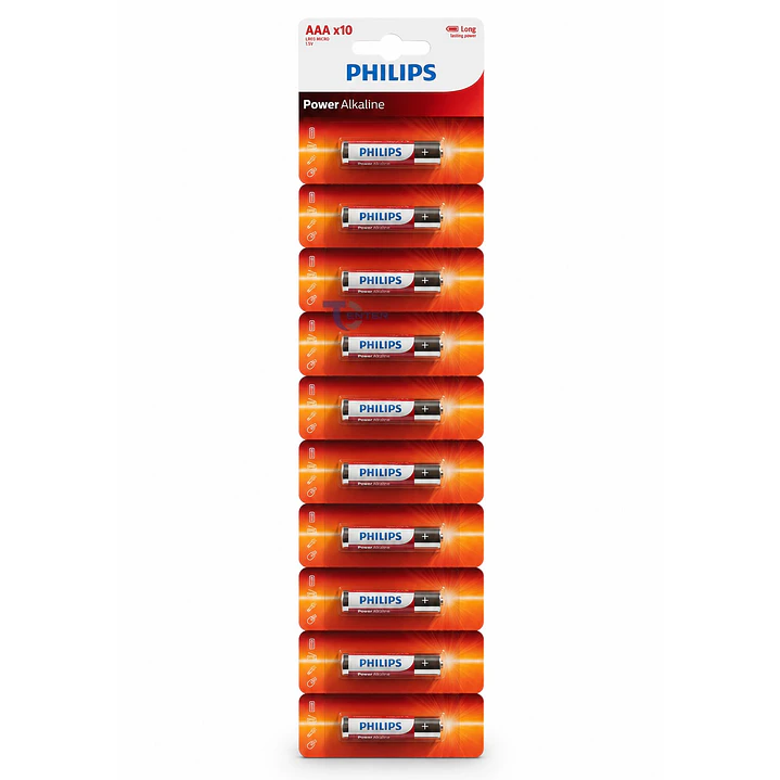 Pack 10 Pilas Alcalinas AAA Philips Power Alcaline LR03 1.5v 1