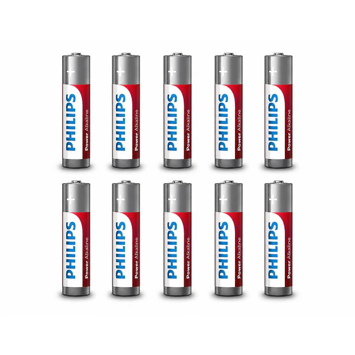 Pack 10 Pilas Alcalinas AAA Philips Power Alcaline LR03 1.5v 3