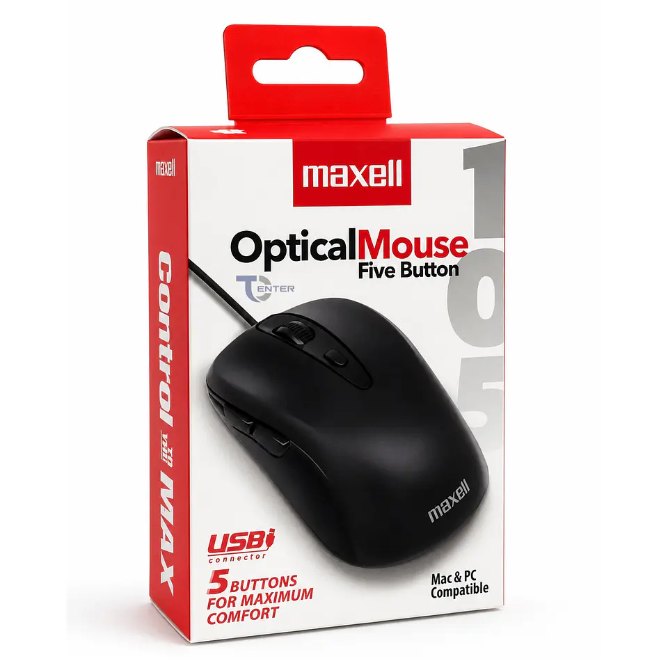 Mouse Óptico 5 Botones USB Maxell MOWR-105 Negro 3