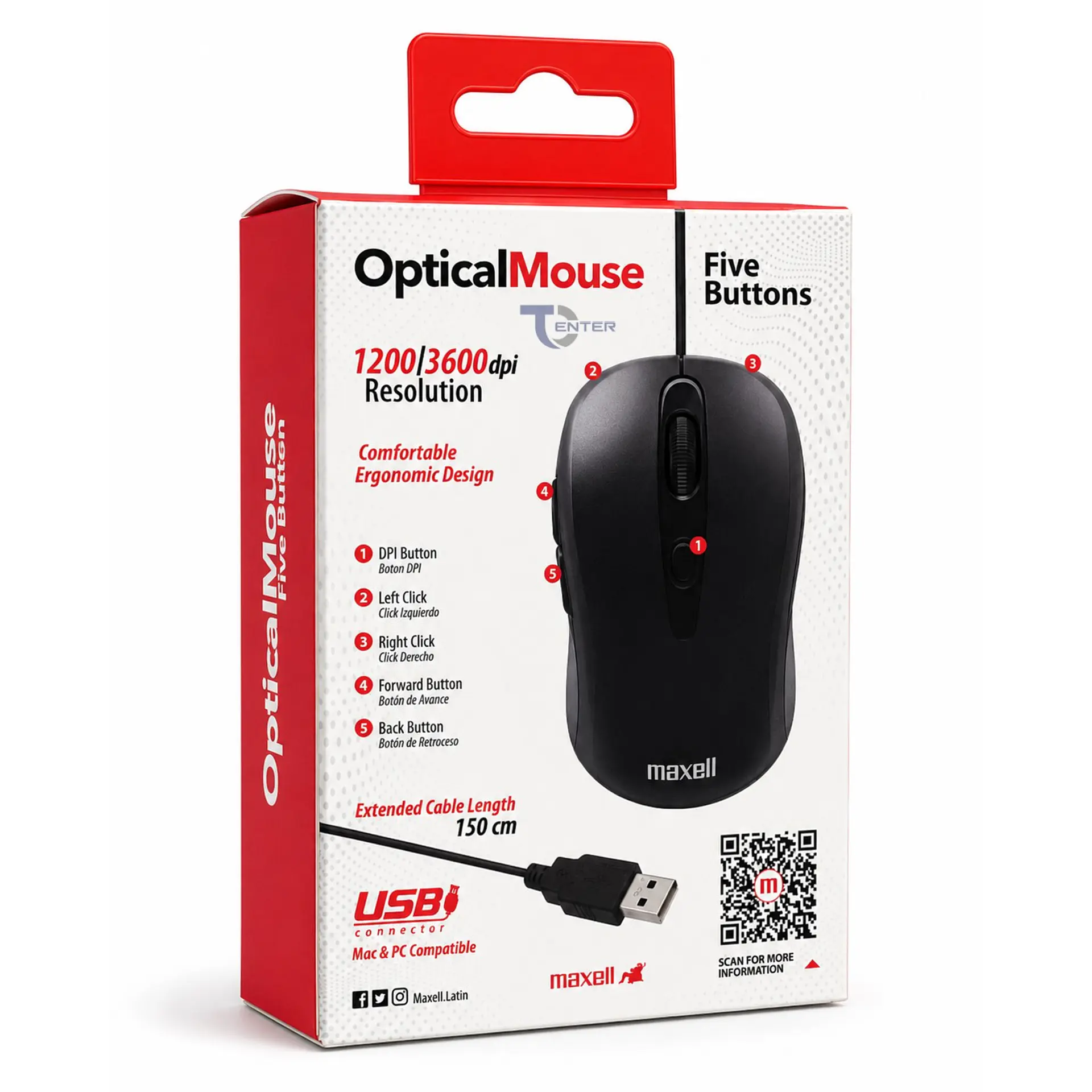 Mouse Óptico 5 Botones USB Maxell MOWR-105 Negro 4