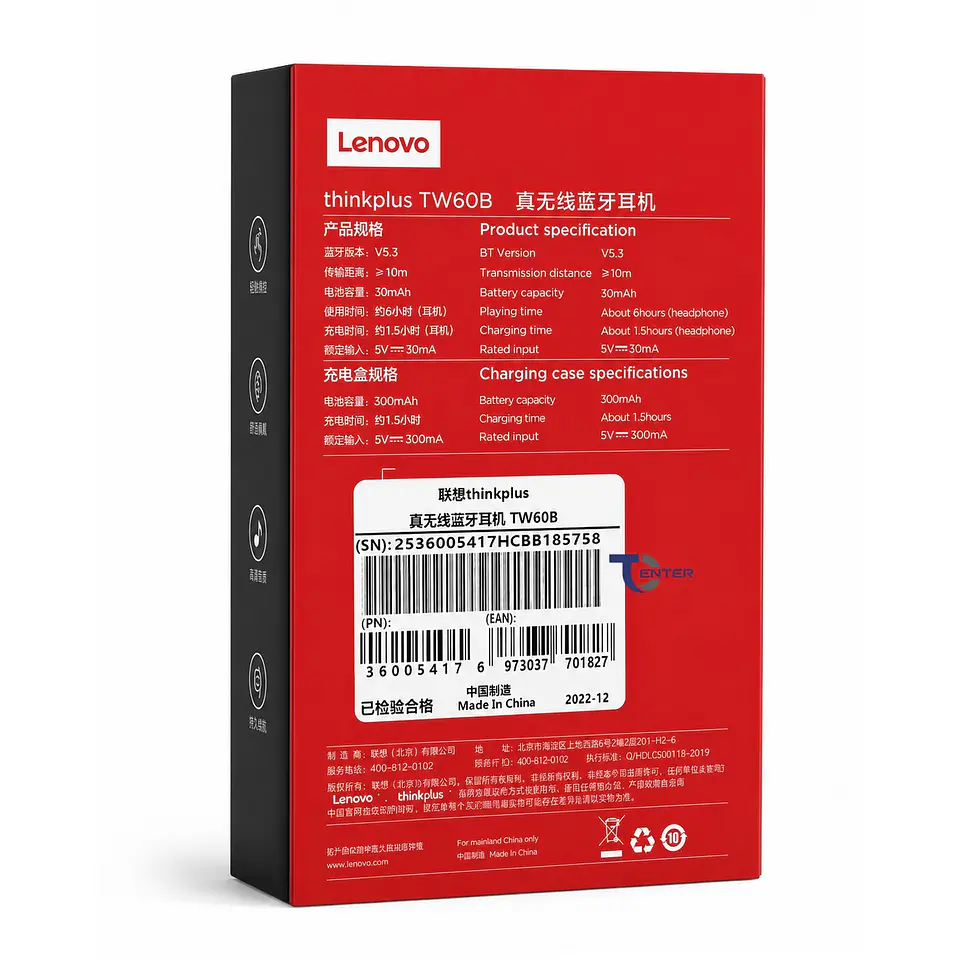 Audífonos Inalámbricos Bt Lenovo Thinkplus TW60B 4