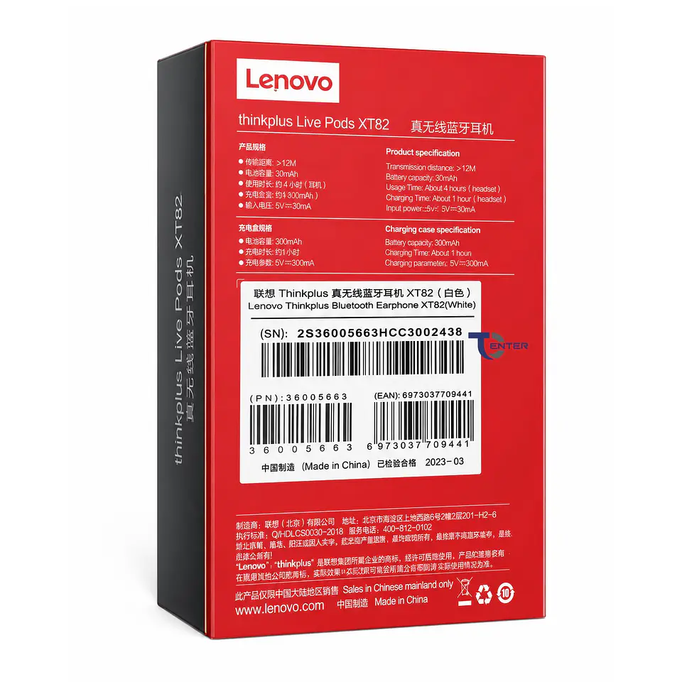 Audífonos Bt Lenovo ThinkPlus LivePods XT82 Blancos 5