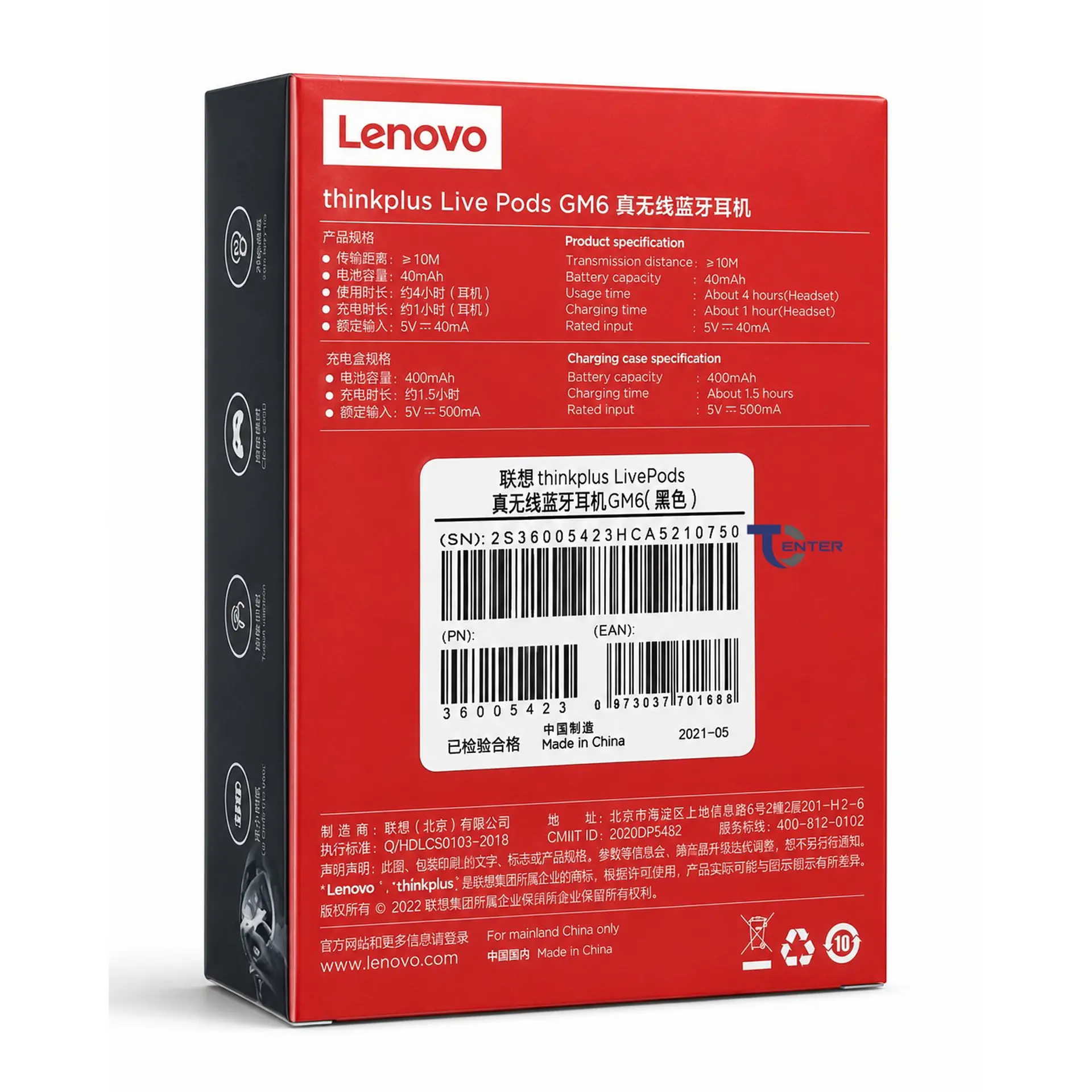 Audífonos Bt Lenovo Thinkplus LivePods GM6 Negro 4