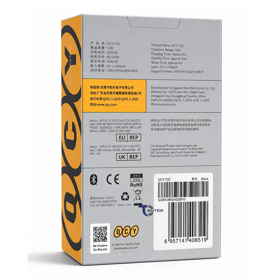 Audífonos QCY T2C True Wireless AirBuds Negros 6