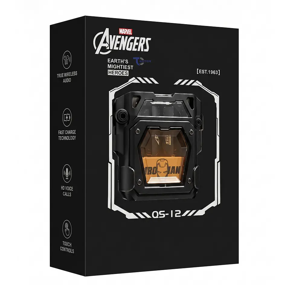 Audífonos BT QS-12 Marvel Avengers Edición Especial Iron Man 5