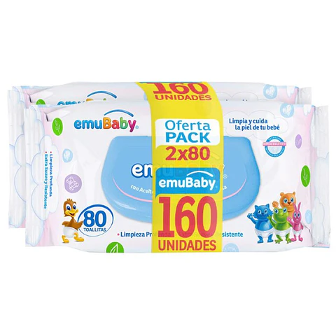 Toallitas Húmedas Emuwipes Premium 2x80 Un