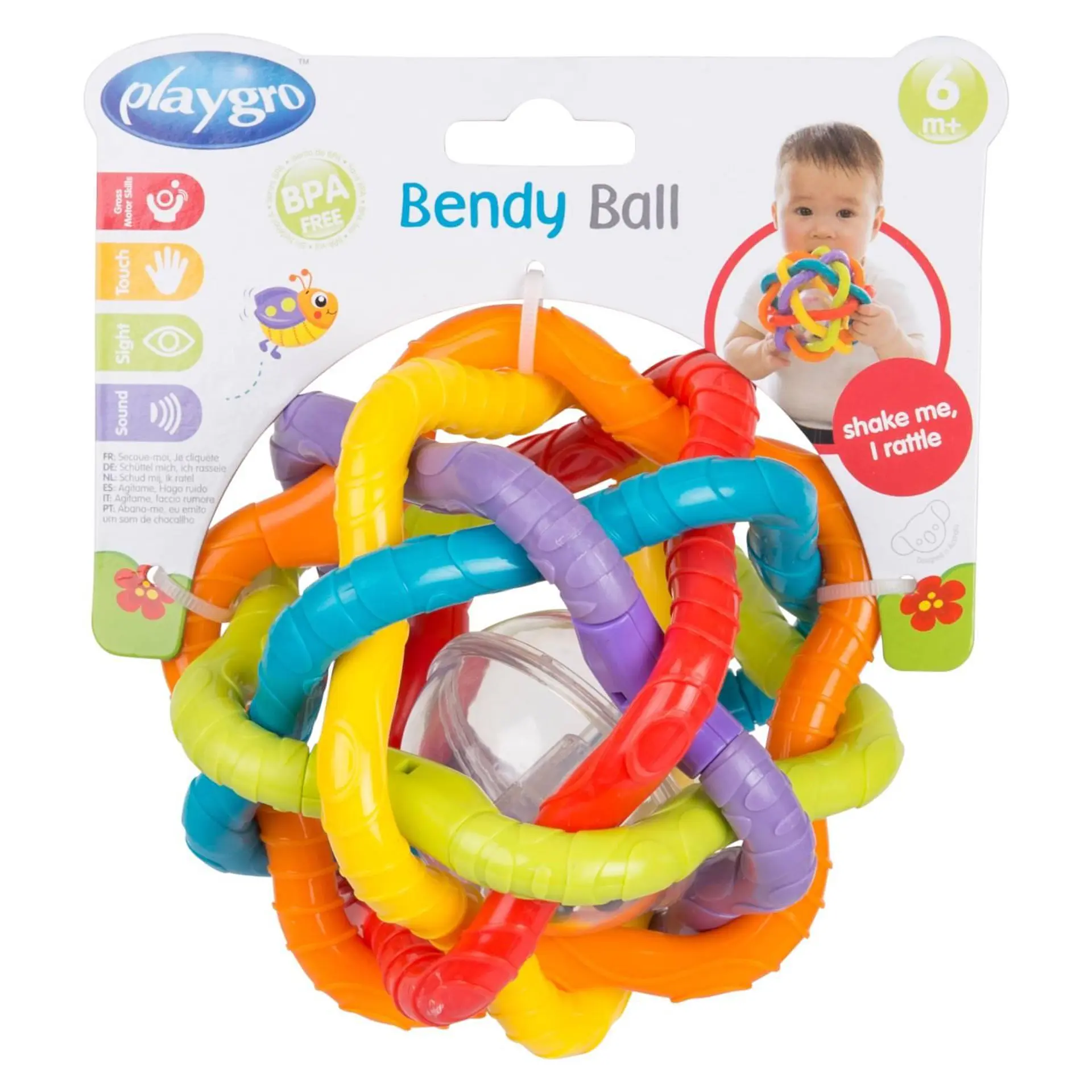 Pelota Sonajero Multicolor Bendy Playgro 7