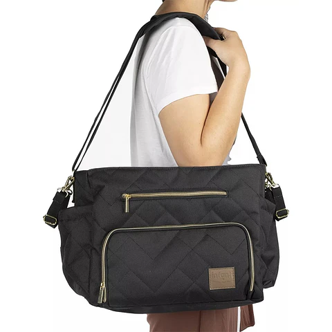 Bolso Maternal Pañalera Infanti Motto Gold Negro