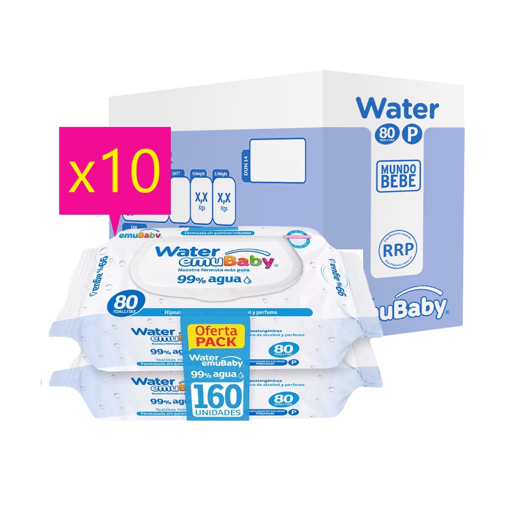 Toallas Húmedas Emubaby Water 80u x 20