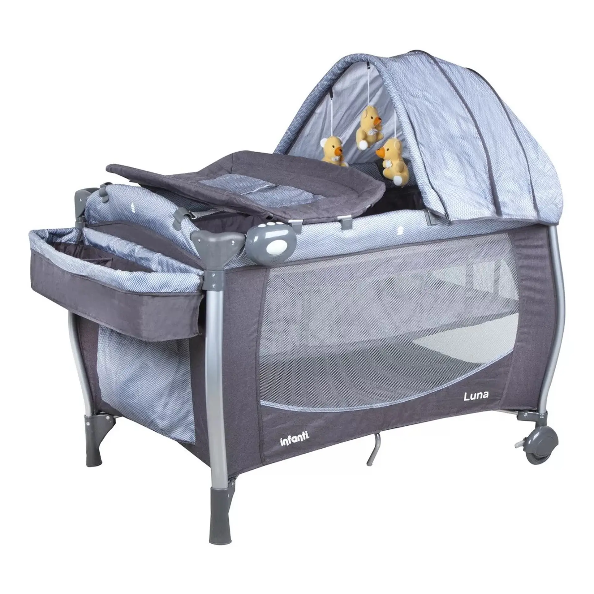 Cuna Infanti Playard Luna Gris Dots 1