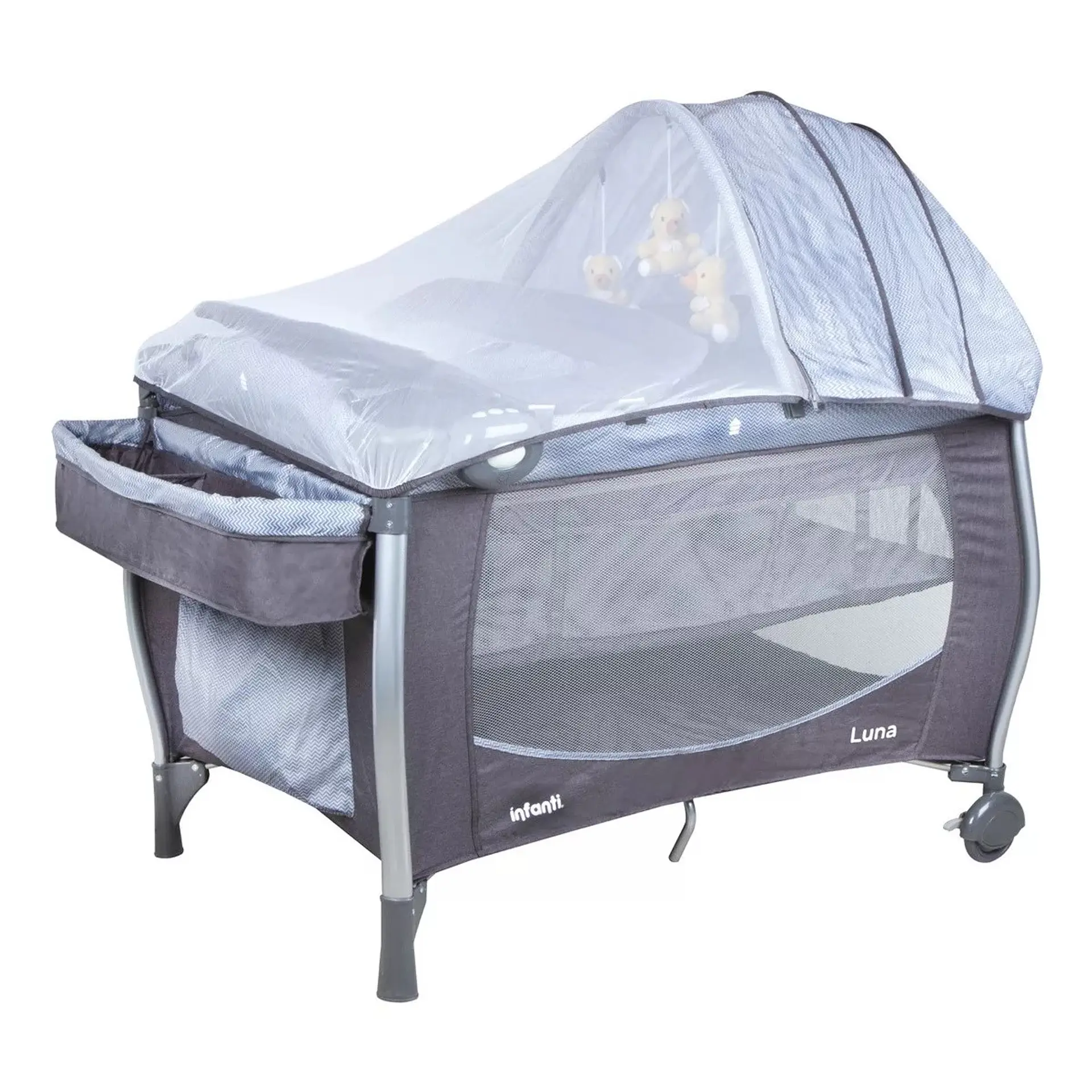 Cuna Infanti Playard Luna Gris Dots 2