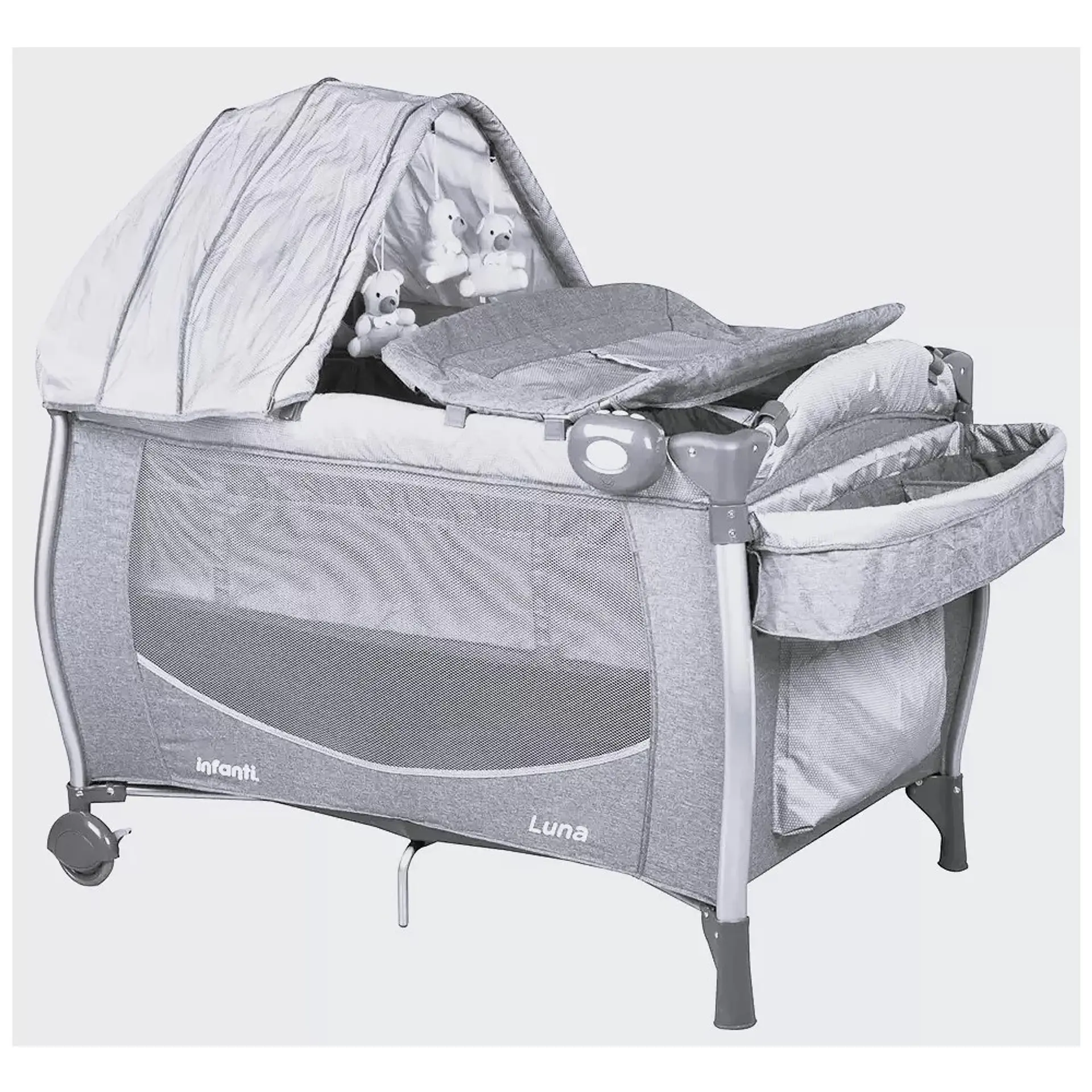 Cuna Infanti Playard Luna Gris Dots 3