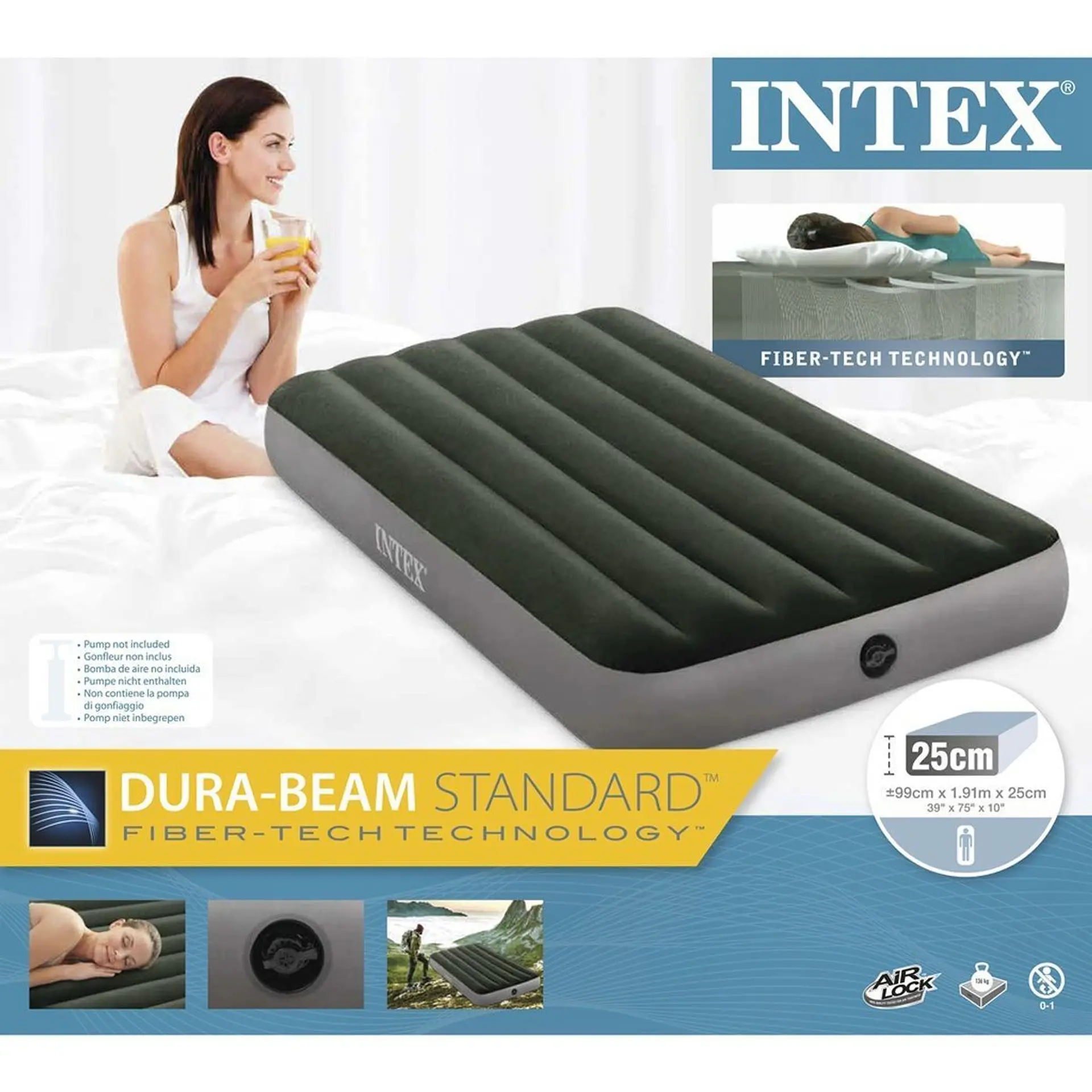 Colchón Inflable Intex 1,5 Plazas Prestige Downy 99x191x25 Cm 2