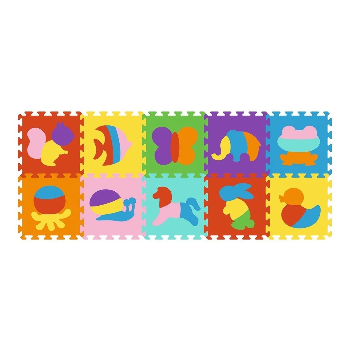 Alfombra Puzzle De Goma Eva 10 Piezas Infanti Animales