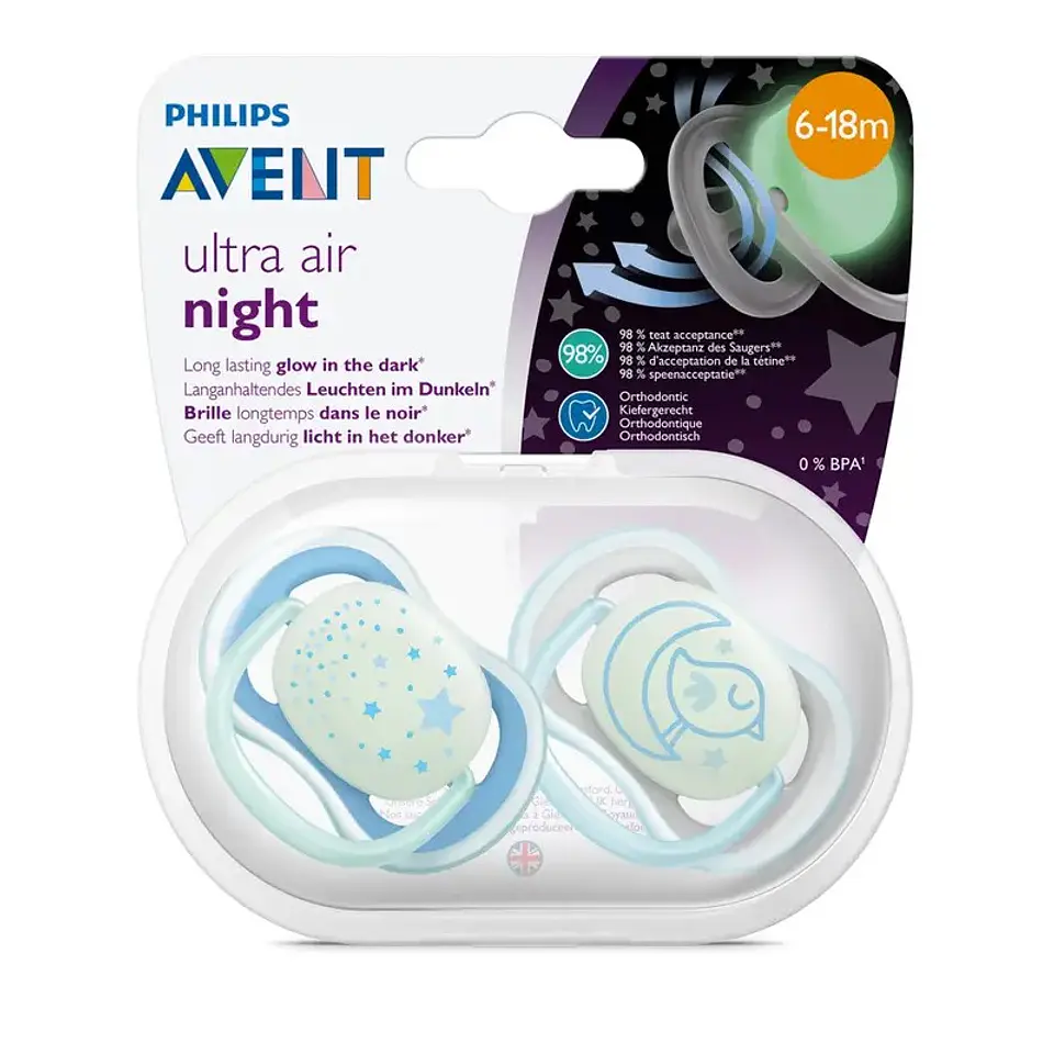 2 Chupetes Avent Nocturno 6-18m Azul SCF376/21 7