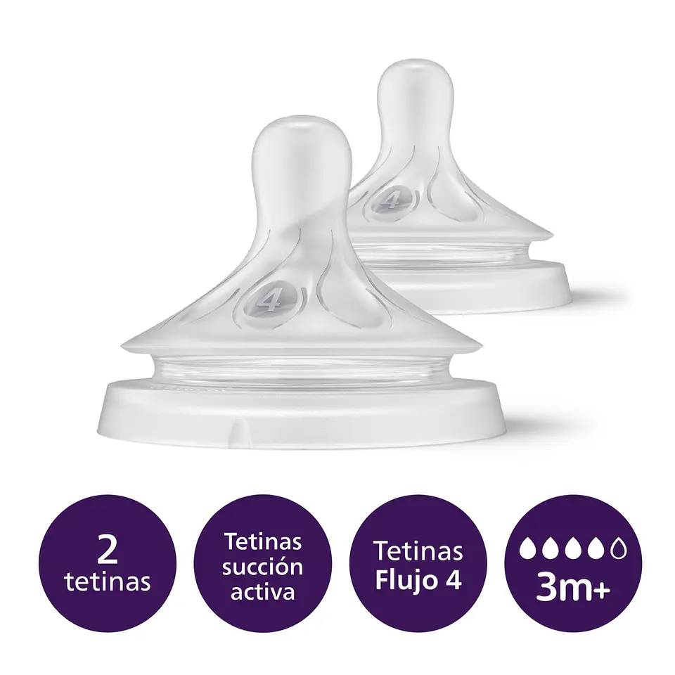 Pack 2 Tetinas Natural 4.0 Avent Flujo Rápido 3m+ 2