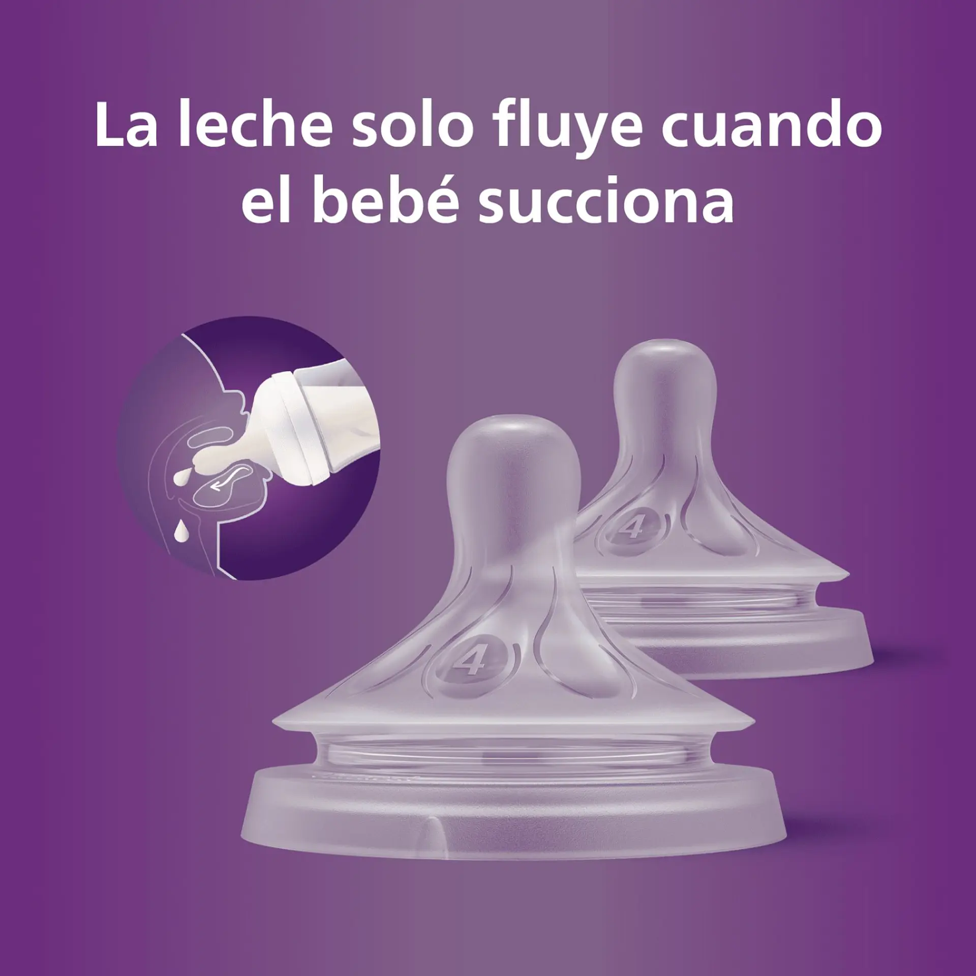 Pack 2 Tetinas Natural 4.0 Avent Flujo Rápido 3m+ 4