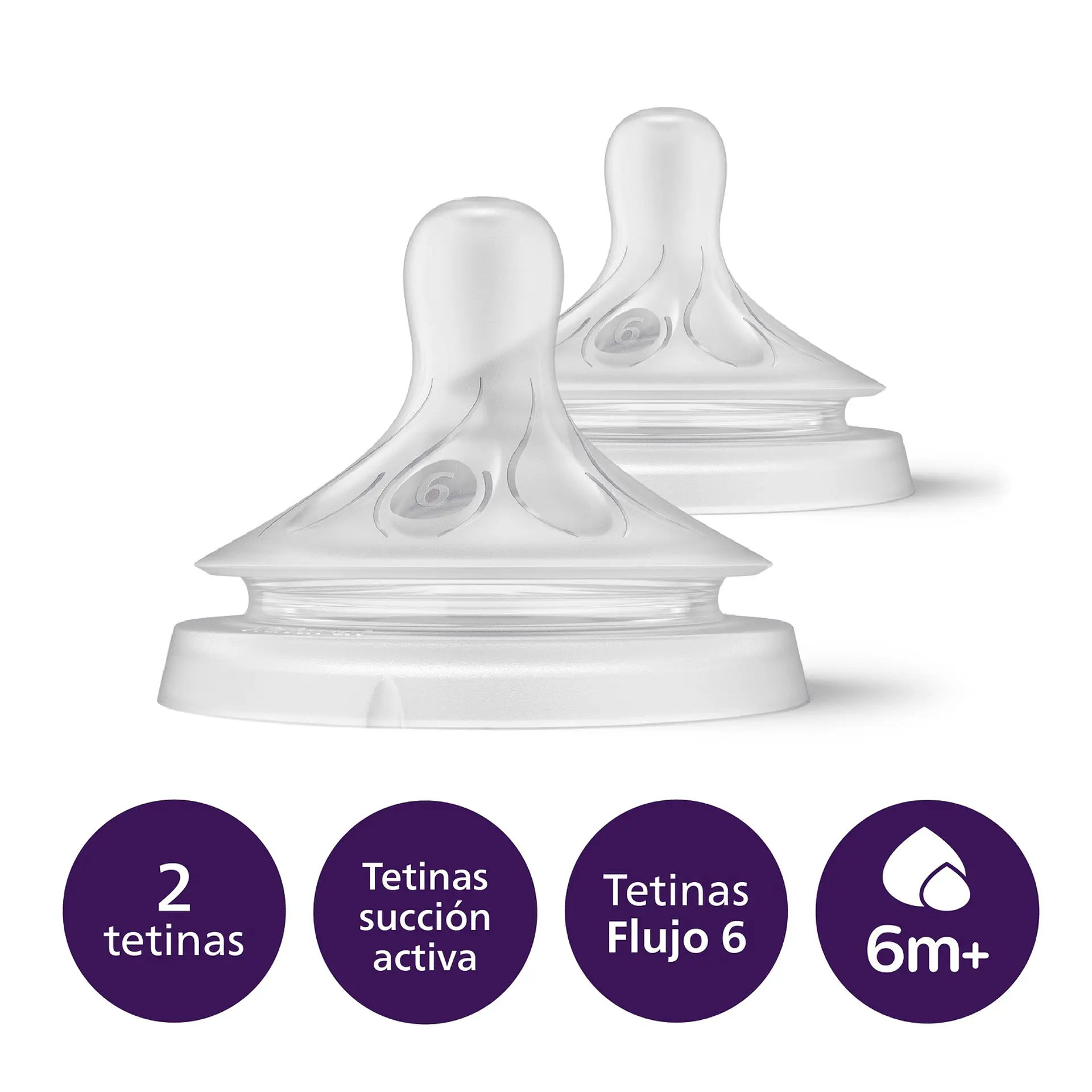 Pack 2 Tetinas Natural 6.0 Avent Flujo Espesos 6m+ 2
