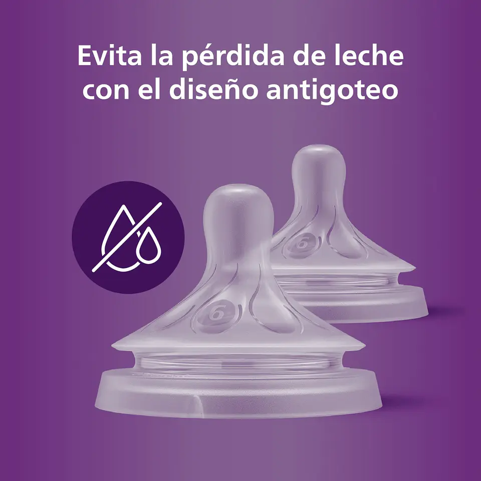 Pack 2 Tetinas Natural 6.0 Avent Flujo Espesos 6m+ 6