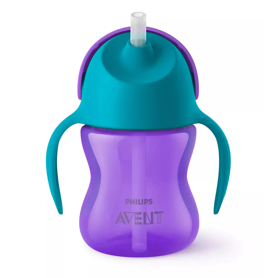Vaso Bombilla Flexible 200ml Avent Dino Morado 9m+ SCF796/02 1