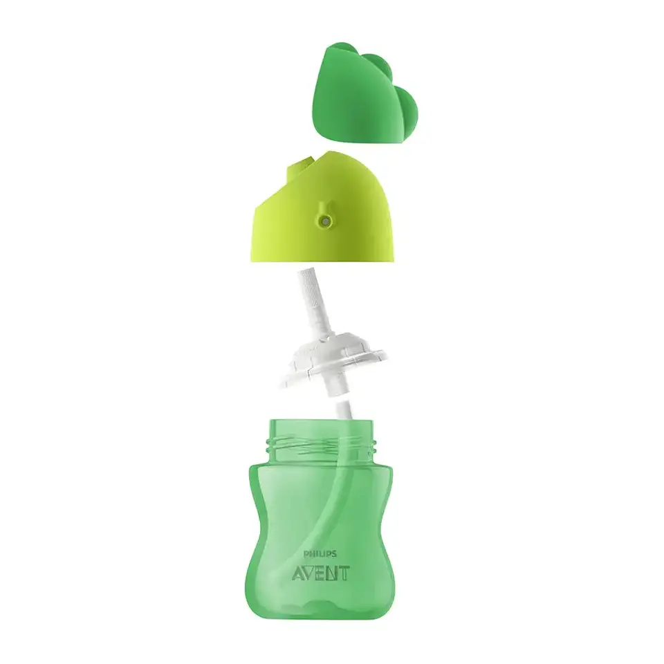 Vaso Bombilla Flexible 300ml Avent Dino Verde 12m+ SCF798/01 4