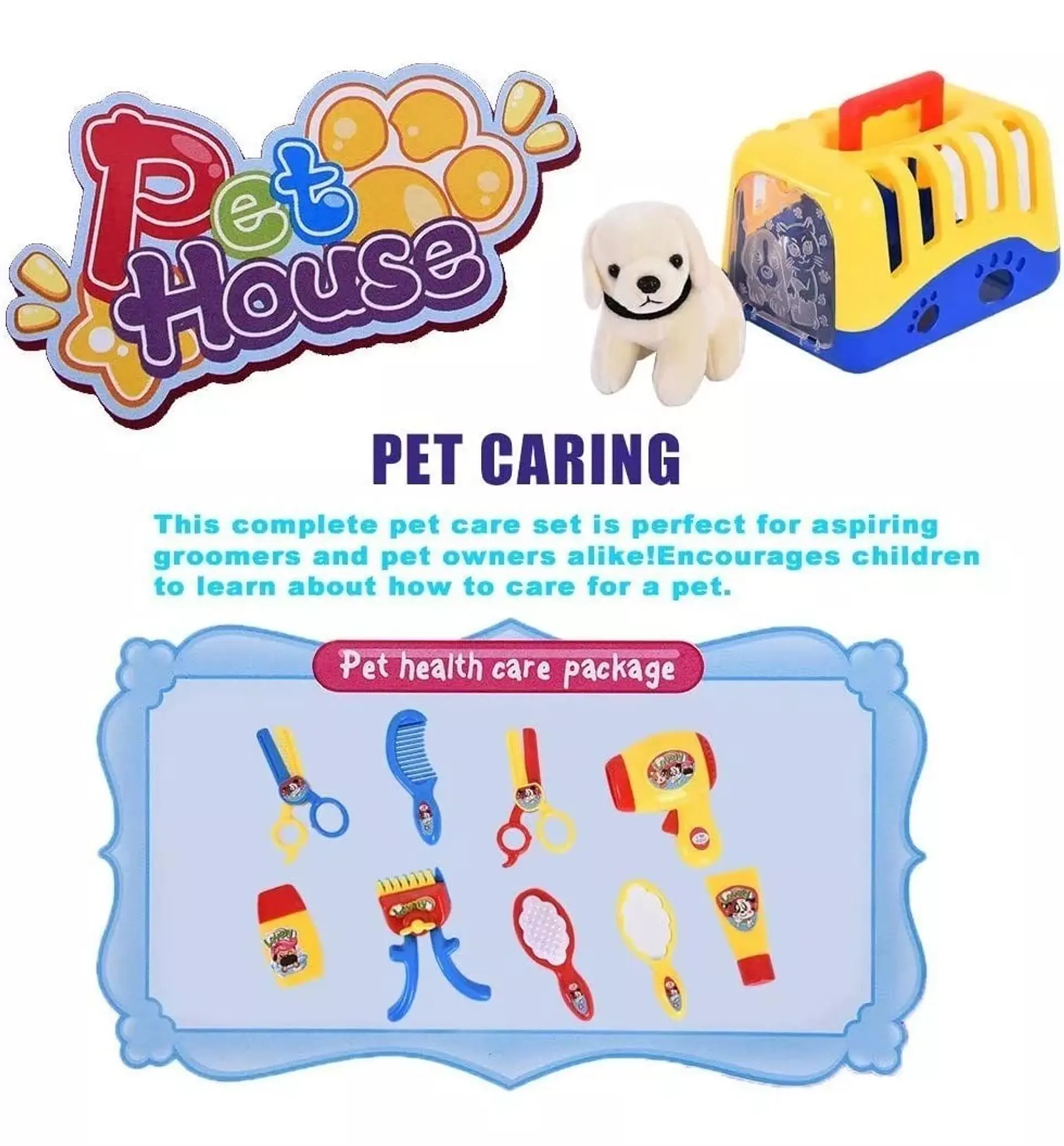 Set Juguete Peluquería Cuidado Mascota Para Niños 6