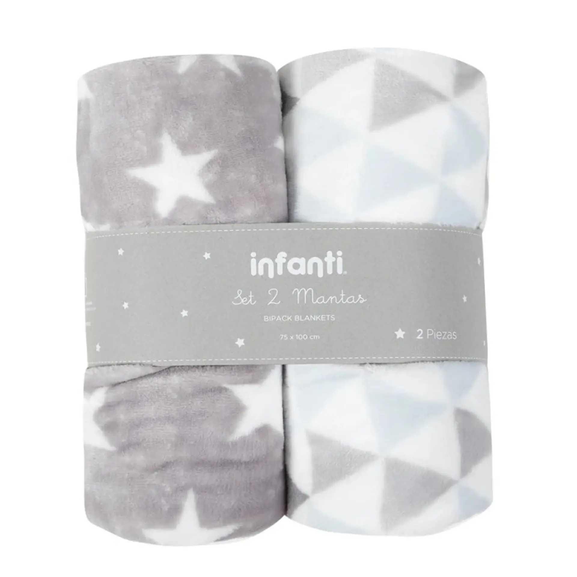 Pack 2 Mantas Infanti Polar 75x100cm Gris 1