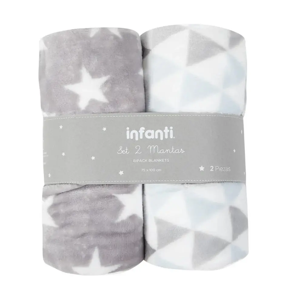 Pack 2 Mantas Infanti Polar 75x100cm Gris 1