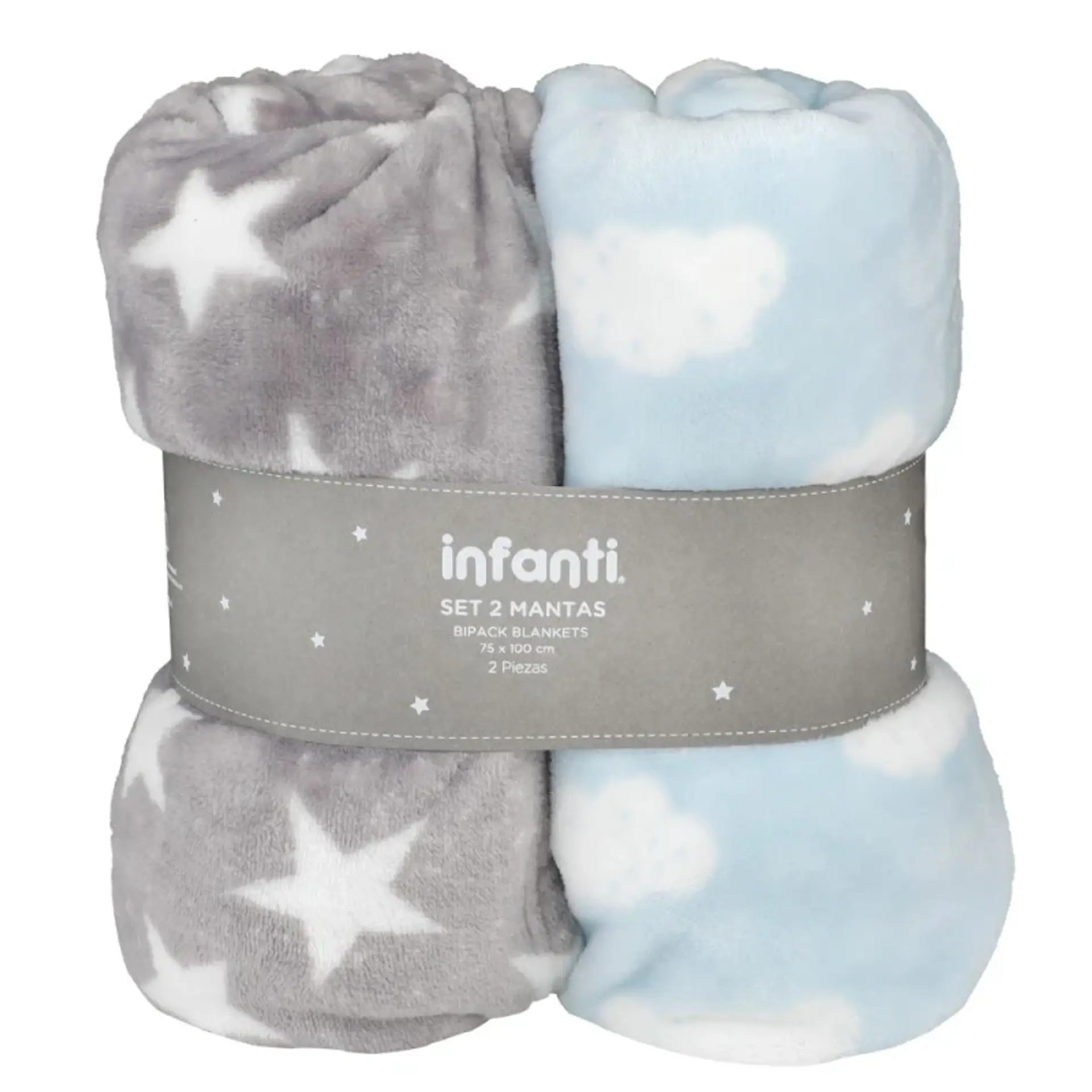 Pack 2 Mantas Infanti Polar 75x100cm Gris 3