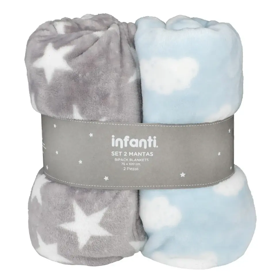 Pack 2 Mantas Infanti Polar 75x100cm Gris 3