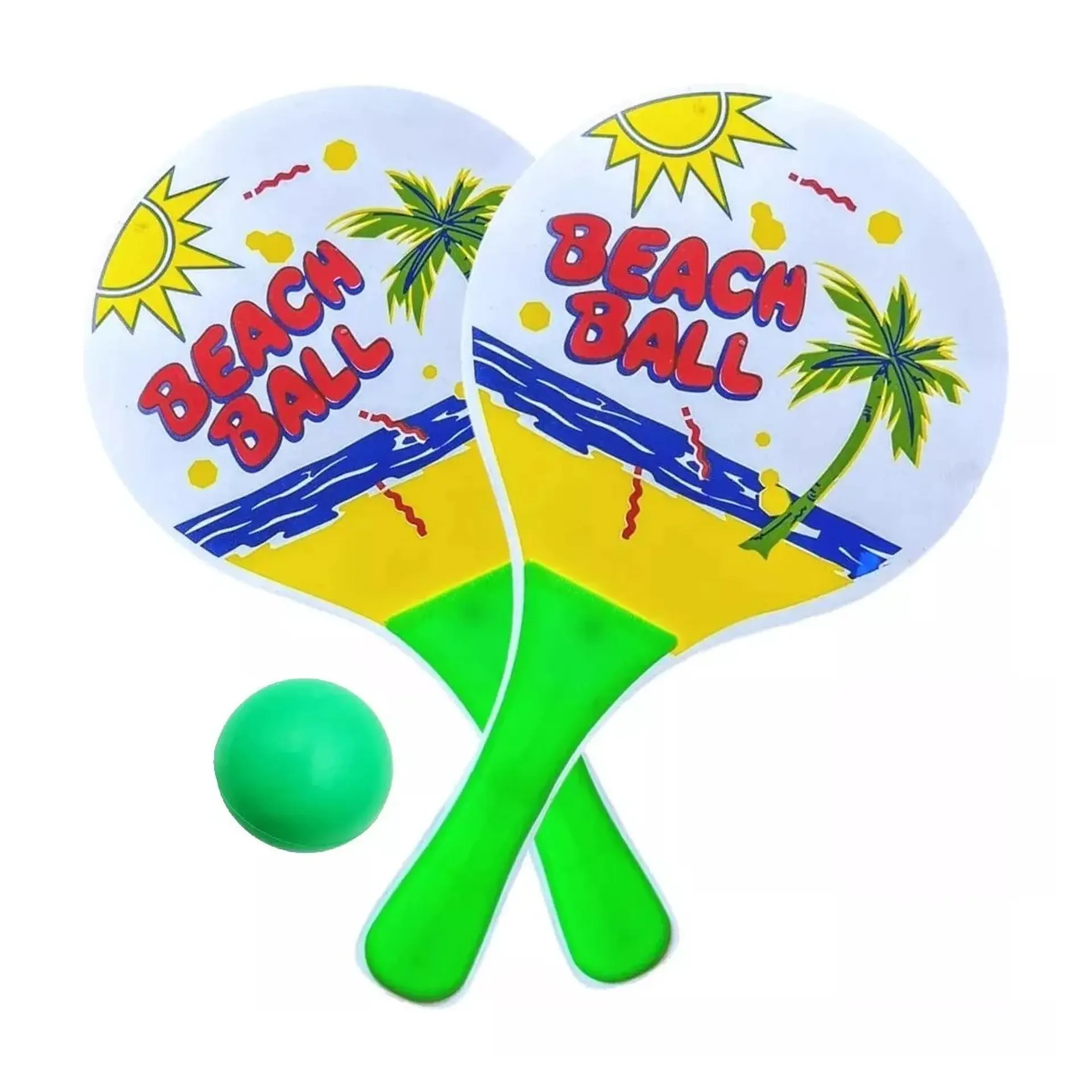 Set de 2 paletas de playa + pelota goma 1
