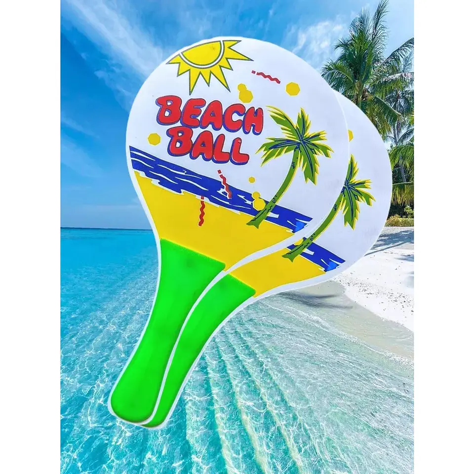 Set de 2 paletas de playa + pelota goma 2