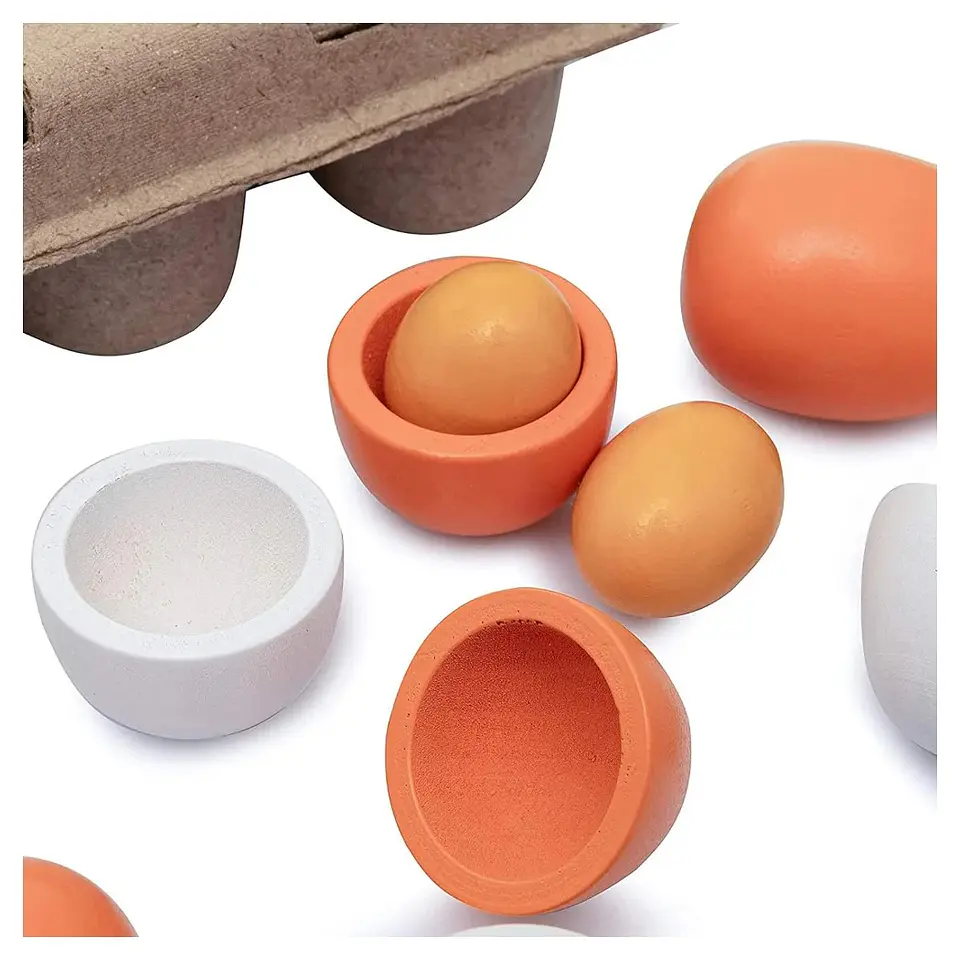 Caja De Huevos Madera 6 Unidades Juguete Didáctico 3
