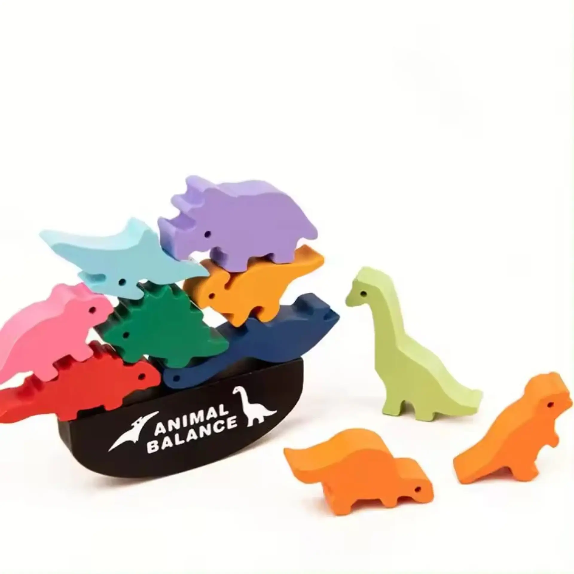 Set 10 Dinosaurios Apilables de Madera Juguete Didáctico 1